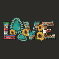 Western Gemstone Sunflowers Serape Leopard Turquoise Love Heavy Core Tee | Teevron