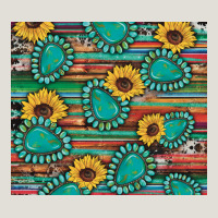 Western Gemstone Sunflowers Serape Cowhide Glitter Wooden Heavy Core Tee | Teevron