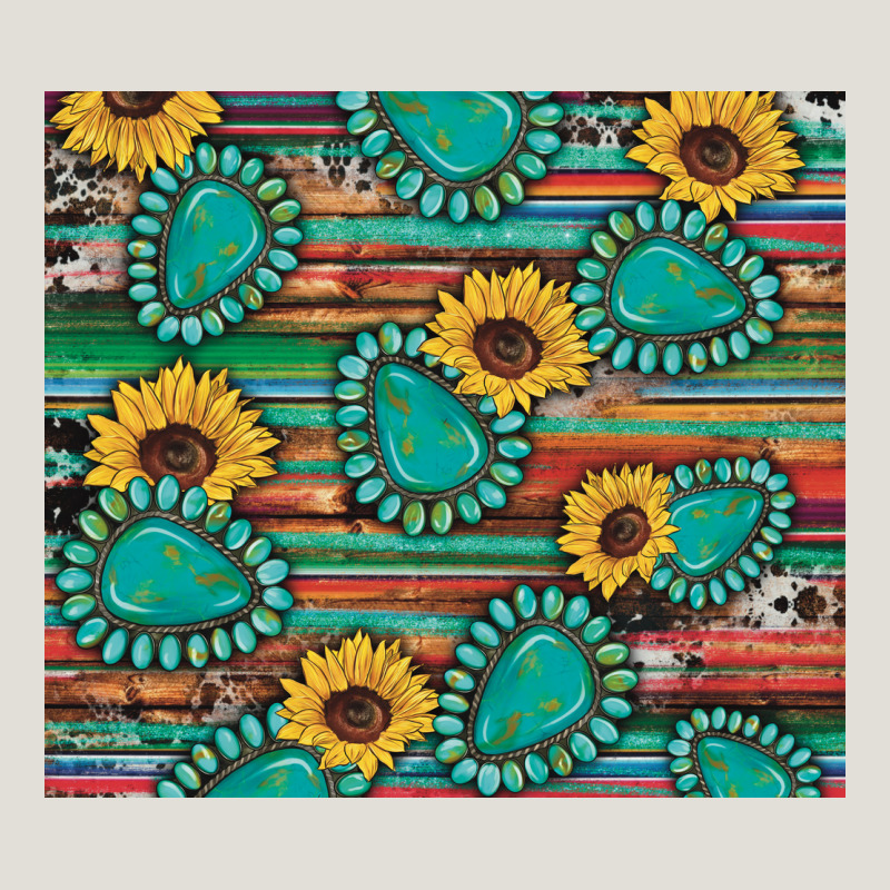 Western Gemstone Sunflowers Serape Cowhide Glitter Wooden Heavy Core Tee by Artiststas | Teevron