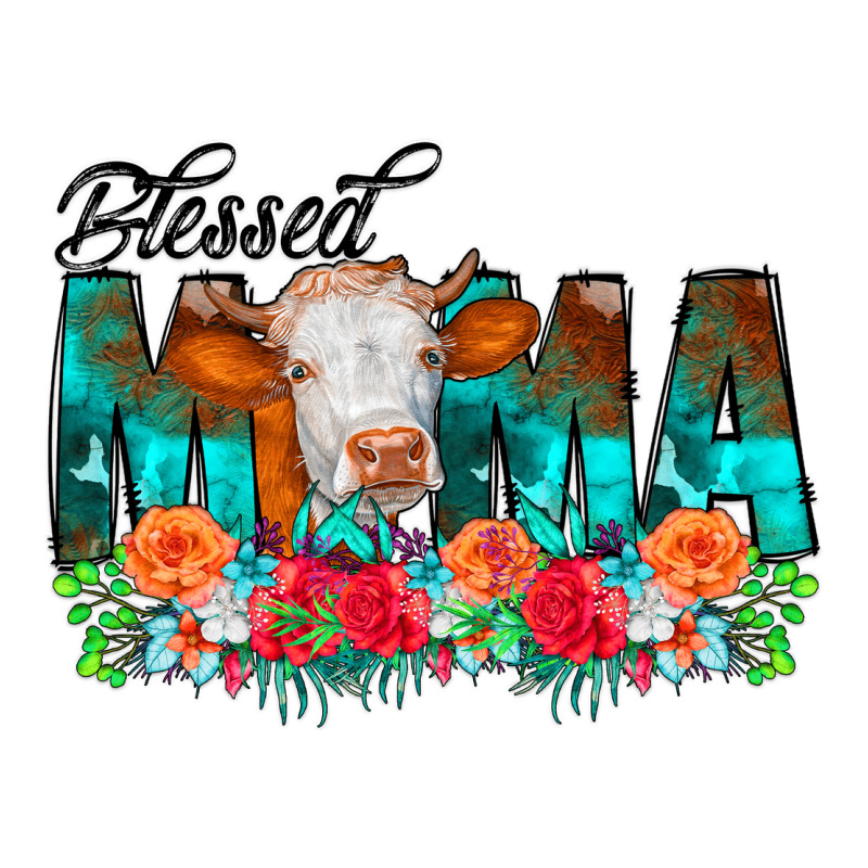 Blessed Mama Flowers Cow Heavyweight Hoodie by CowCowDesign | Teevron