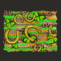 Horseshoe Shamrock Leopard Wood Glitter Background Heavy Core Tee | Teevron
