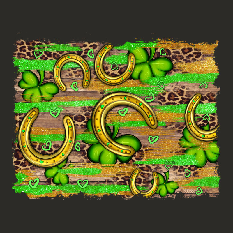 Horseshoe Shamrock Leopard Wood Glitter Background Heavy Core Tee by Artiststas | Teevron