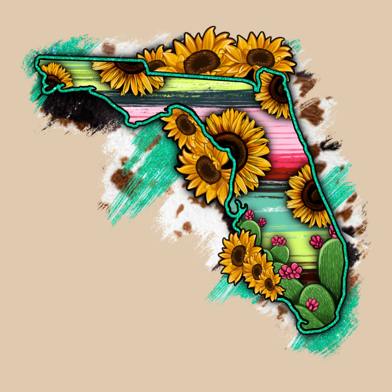 Florida Map With Sunflower And Serape Cactus Heavyweight Sweatshirt by Bettercallsaul | Teevron