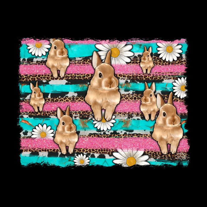 Easter Bunny With Daisy And Turquoise Cowhide Leopard  Background Heavy Core Tee by Artiststas | Teevron