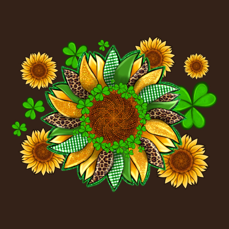 St Patricks Sunflowers With Shamrock And Glitters With Leopard Heavy Core Tee by Artiststas | Teevron
