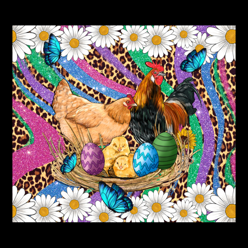 Easter Farm Chicken Chick Rooster Daisys Butterfly Sunflower Eggs Glit Ladies Tee by Artiststas | Teevron