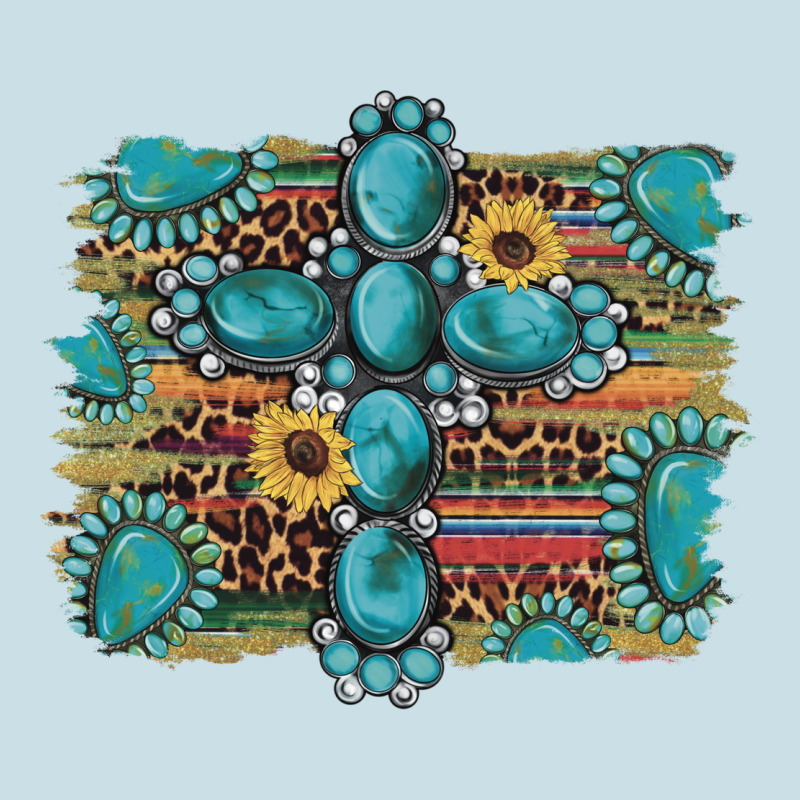 Western Gemstone Cross Sunflowers Serape Leopard Glitter Ladies Tee by Artiststas | Teevron