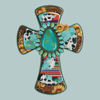Cross With Leopard Sunflower Gemstone Serape Cowhide Heavy Core Tee | Teevron