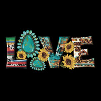 Western Gemstone Sunflowers Serape Leopard Turquoise Love Ladies Tee | Teevron