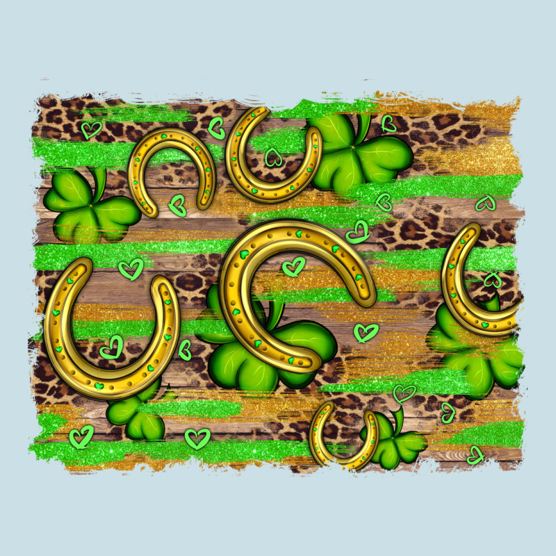 Horseshoe Shamrock Leopard Wood Glitter Background Ladies Tee by Artiststas | Teevron