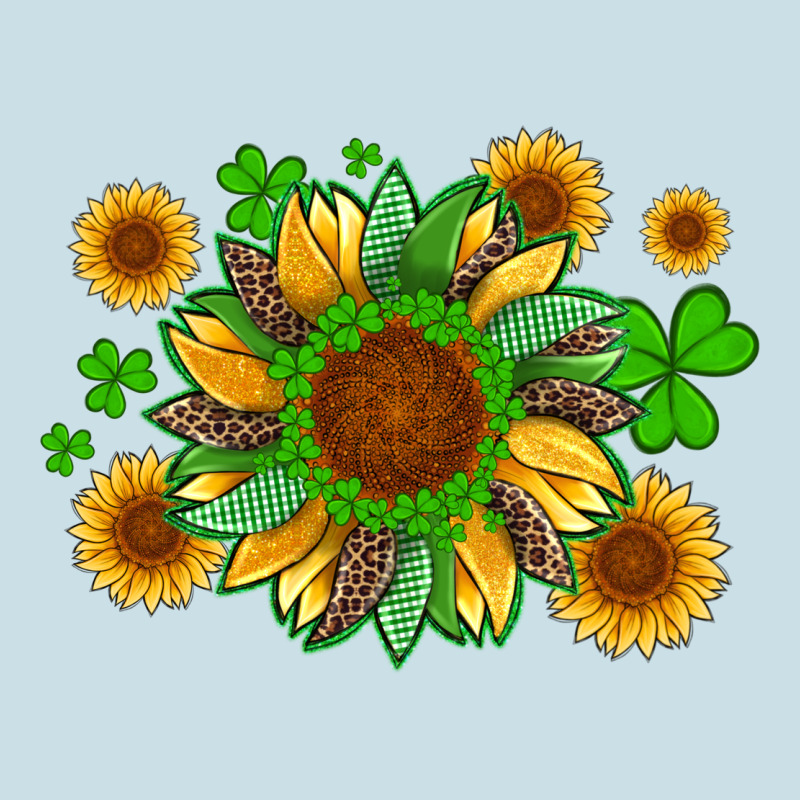 St Patricks Sunflowers With Shamrock And Glitters With Leopard Ladies Tee by Artiststas | Teevron