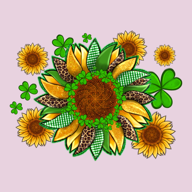 St Patricks Sunflowers With Shamrock And Glitters With Leopard Ladies Tee by Artiststas | Teevron