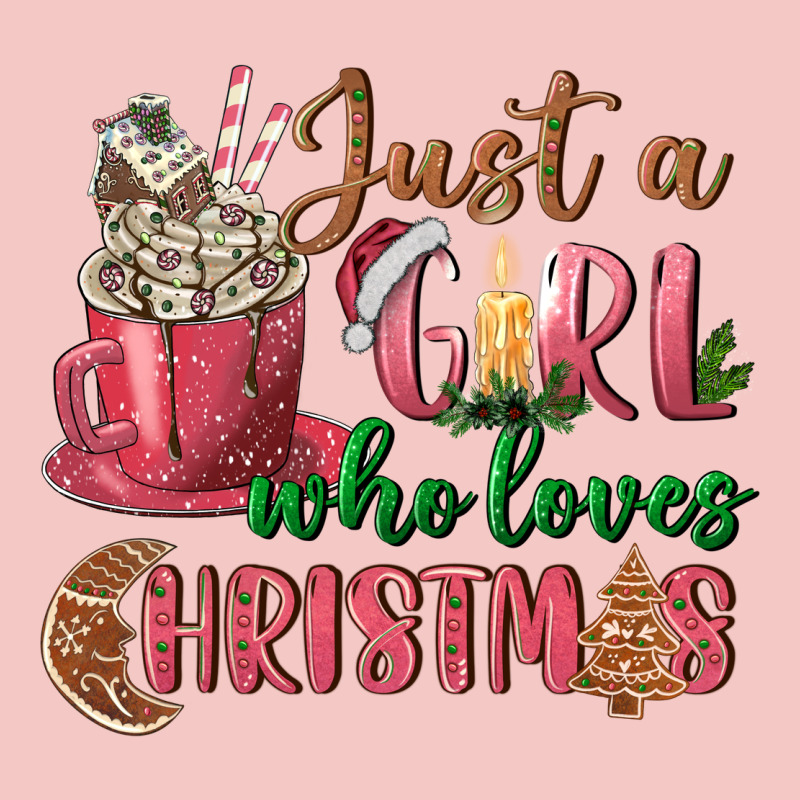 Pink Just A Girl Who Loves Christmas Urban Heavy Tee by NancyCooperArtShop | Teevron