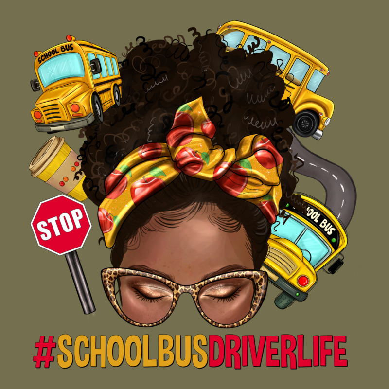 School Bus Driver Life Afro Messy Bun Vintage Hoodie by NancyCooperArtShop | Teevron