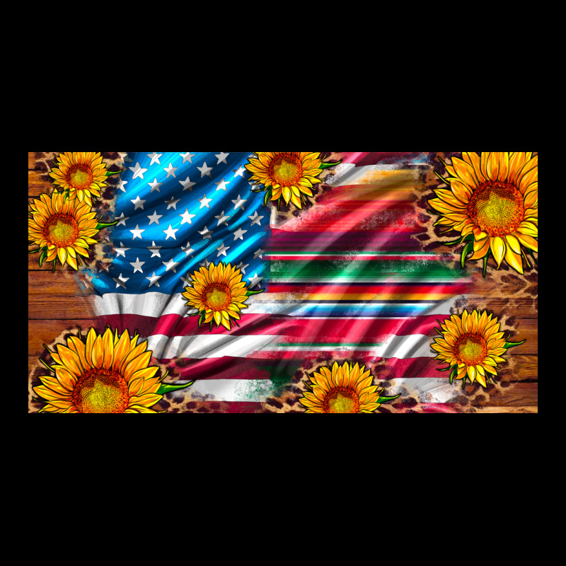 Usa Flag And Serape With Leopard And Sunflowers License Plate Ladies Tee by Artiststas | Teevron