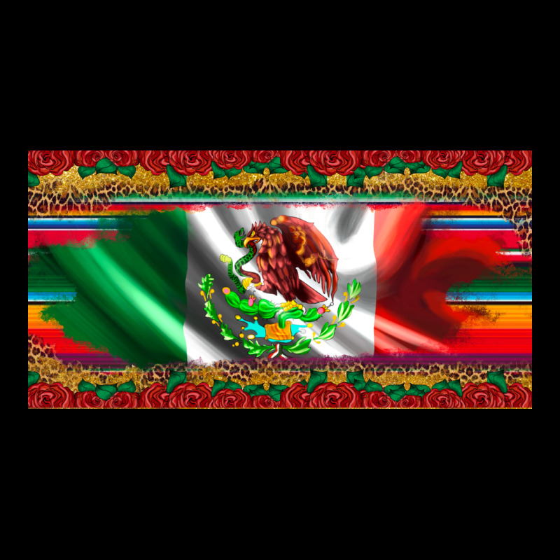Mexico Flag Serape Roses Leopard And Glitter Licanse Plate Ladies Tee by Artiststas | Teevron