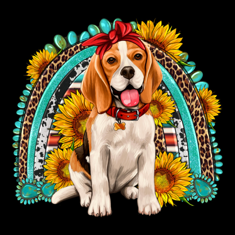 Beagle Turquoise And Sunflowers Rainbow Heavy Core Tee by Artiststas | Teevron