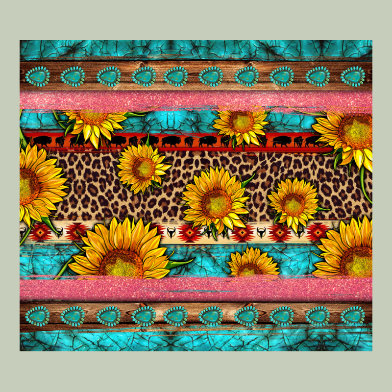 Western Sunflowers Turquoise Ladies Tee by Artiststas | Teevron