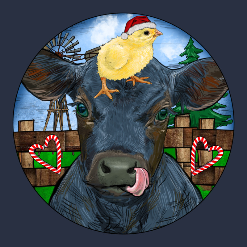 Black Angus Cattle With Santa Chick Christmas Heavyweight Sweatshirt by RanaPortraitStore | Teevron