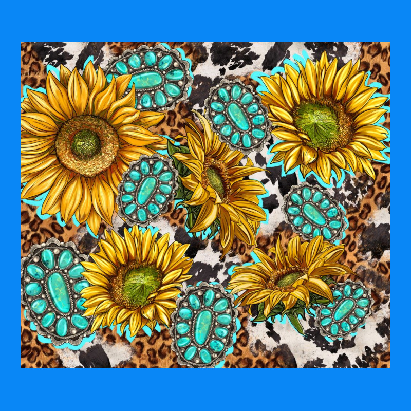 Turquoise Sunflowers With Gemstones Zipper Hoodie by TumblerDesignByShophia | Teevron