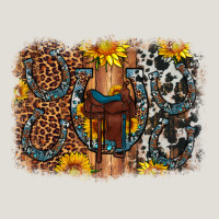 Saddle Sunflower Horseshoe Cowhide Leopard Background Heavy Core Tee | Teevron