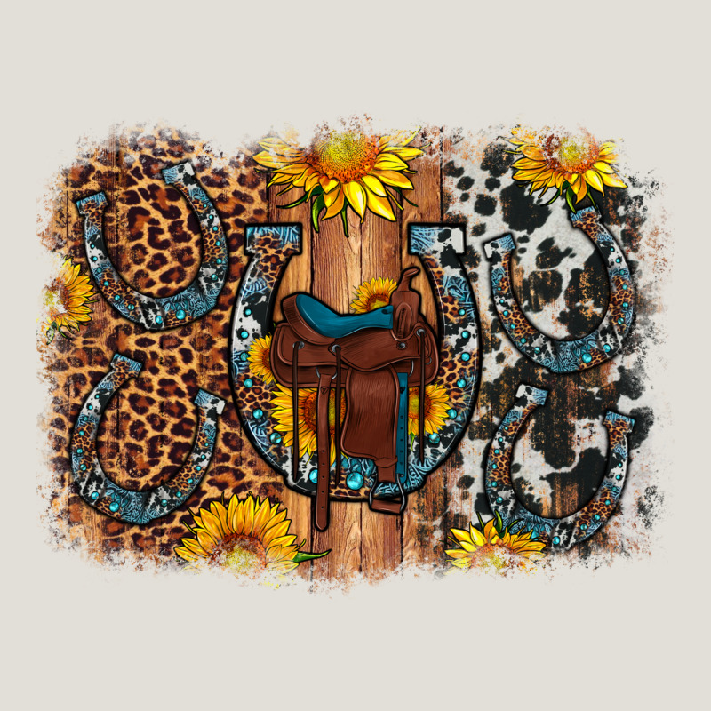 Saddle Sunflower Horseshoe Cowhide Leopard Background Heavy Core Tee by Artiststas | Teevron