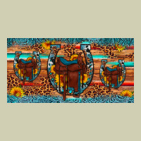 Saddle Horseshoe  Sunflower Leopard License Plate Heavy Core Tee | Teevron