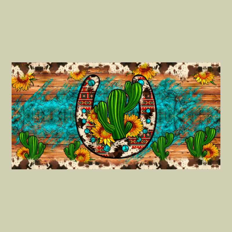 Cactus Sunflower Horseshoe License Plate Heavy Core Tee by Artiststas | Teevron