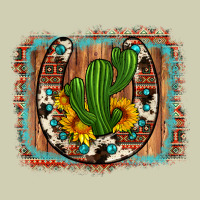 Cactus Sunflower Cowhide Horseshoe  Background Heavy Core Tee | Teevron