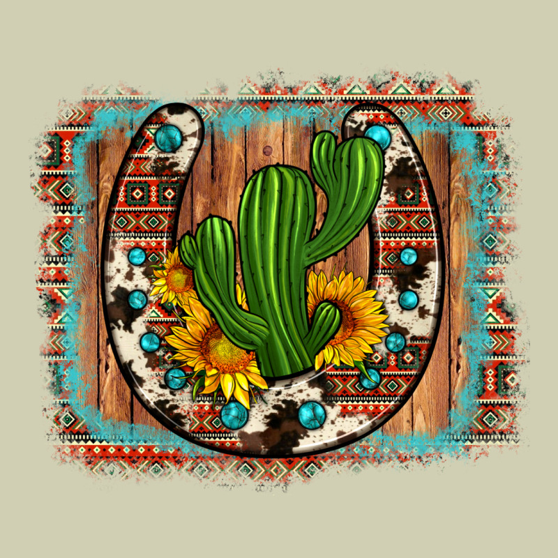 Cactus Sunflower Cowhide Horseshoe  Background Heavy Core Tee by Artiststas | Teevron