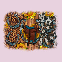 Saddle Sunflower Horseshoe Cowhide Leopard Background Ladies Tee | Teevron