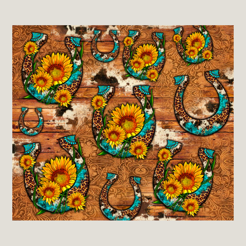 Sunflower Turquoise Leopard Cowhide Horseshoe Heavy Core Tee by Artiststas | Teevron