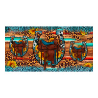 saddle horseshoe  sunflower leopard license plate | Teevron