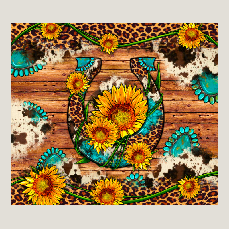 Sunflower Gemstone Leopard Cowhide Horseshoe Heavy Core Tee by Artiststas | Teevron
