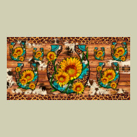 Sunflower Gemstone Leopard Cowhide Horseshoe License Plate Heavy Core Tee | Teevron