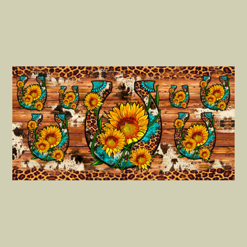 Sunflower Gemstone Leopard Cowhide Horseshoe License Plate Heavy Core Tee by Artiststas | Teevron