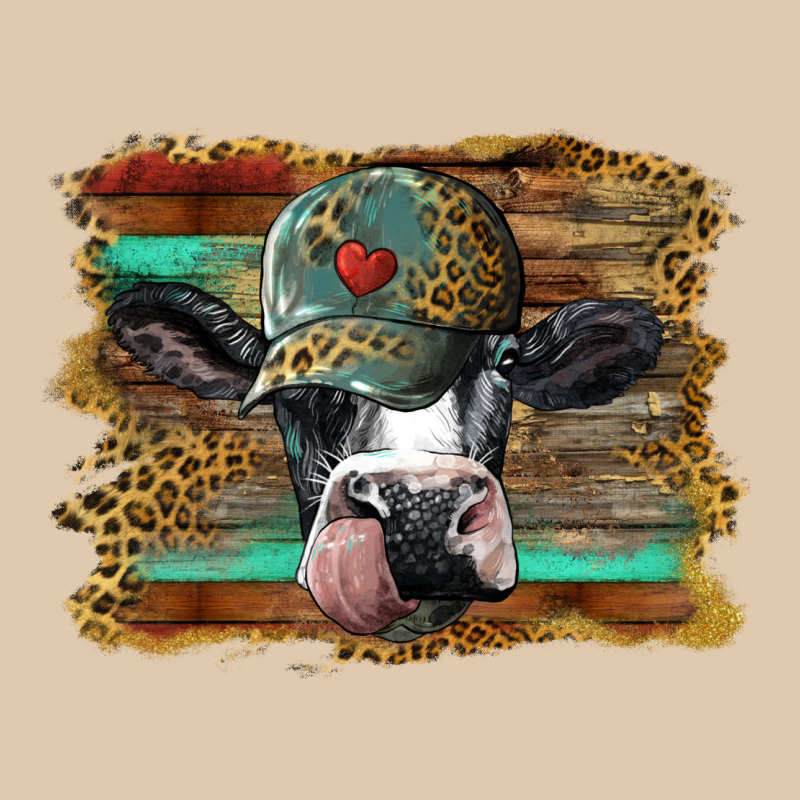 Holstein Cow With Cap And Leopard Background Heavyweight Sweatshirt by BarkalooDesign | Teevron
