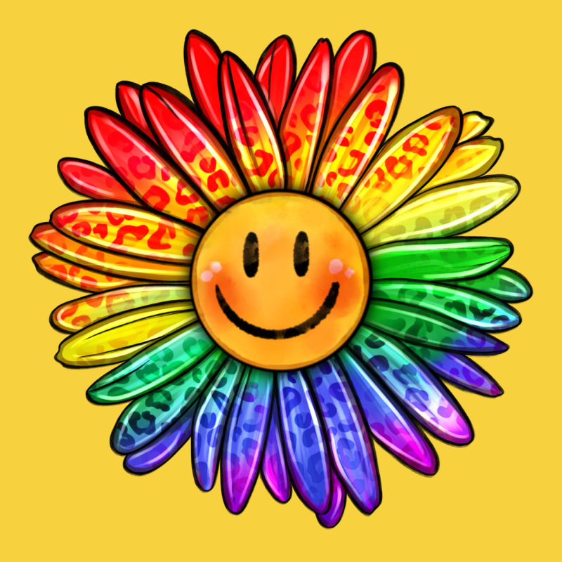 Rainbow Smiley Face Sunflower Premium Sweatshirt by OliviaCreatesArt | Teevron
