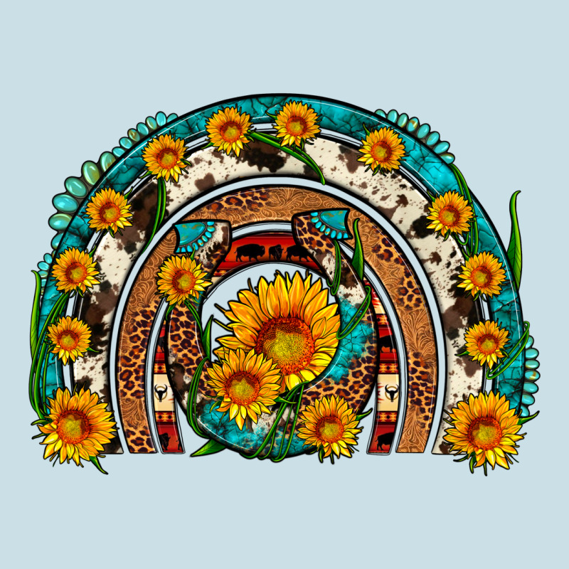 Sunflower Gemstone Leopard Cowhide Horseshoe Rainbow Ladies Tee by Artiststas | Teevron