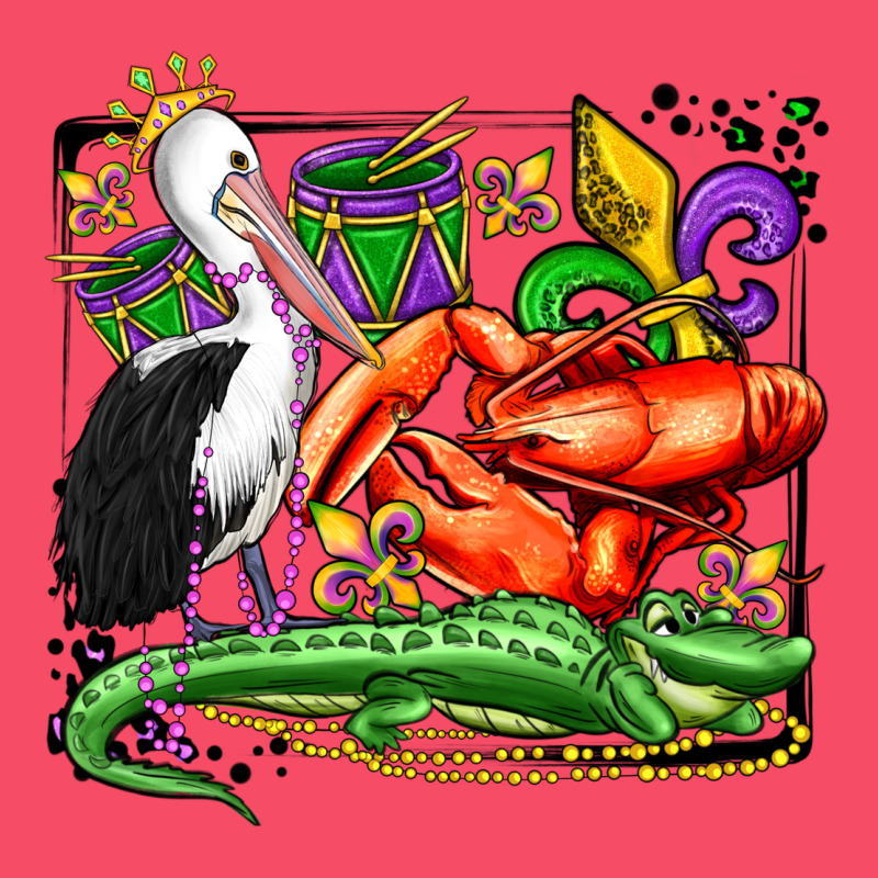 Mardi Gras Pelican Crawfish Crocodile Premium Sweatshirt by OliviaCreatesArt | Teevron