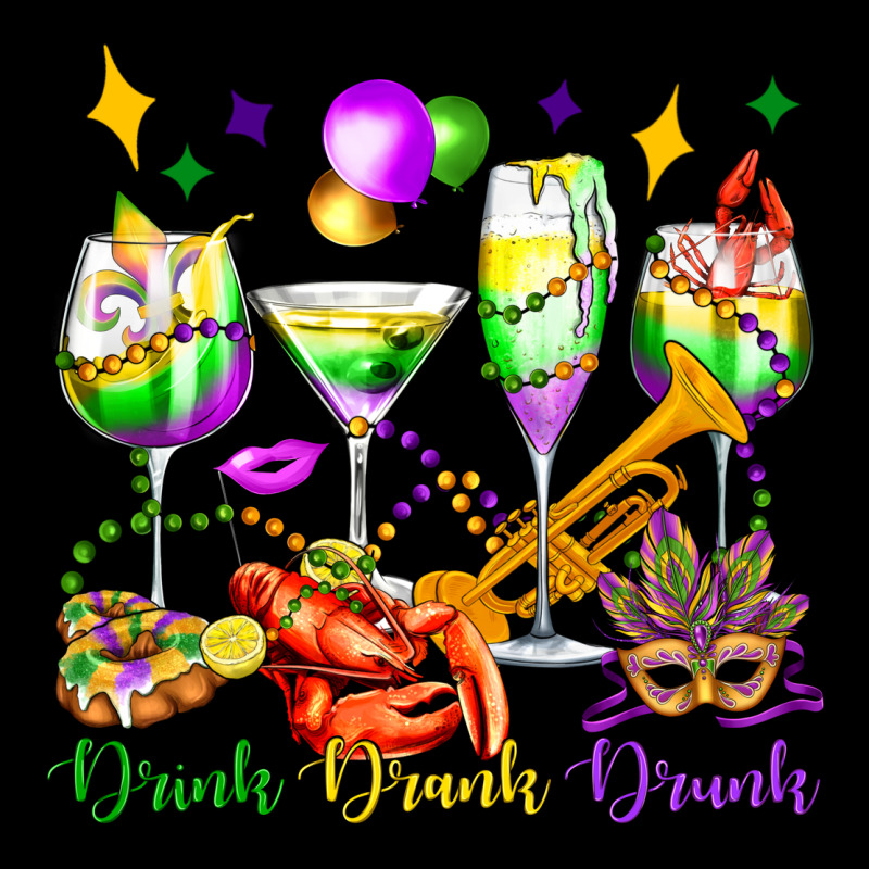 Drink Drank Drunk Mardi Gras Wine Glasses Olivia Premium Sweatshirt by OliviaCreatesArt | Teevron