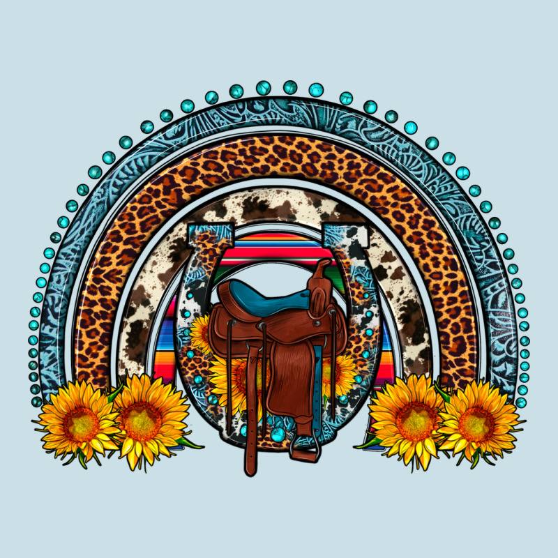 Saddle Sunflower Horseshoe Rainbow Ladies Tee by Artiststas | Teevron