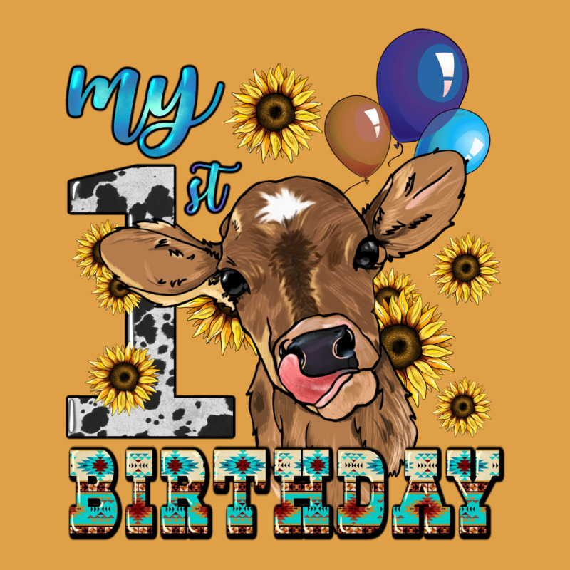 My First Birthday Baby Cow Sunflower Premium Hoodie by HowdyJamesFarm | Teevron