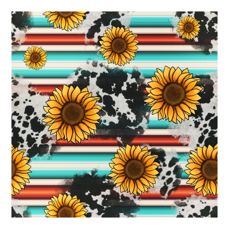 Serape Cowhide Sunflowers Seamless Pattern 12inch Premium Tee by Jasminsmagicworld | Teevron