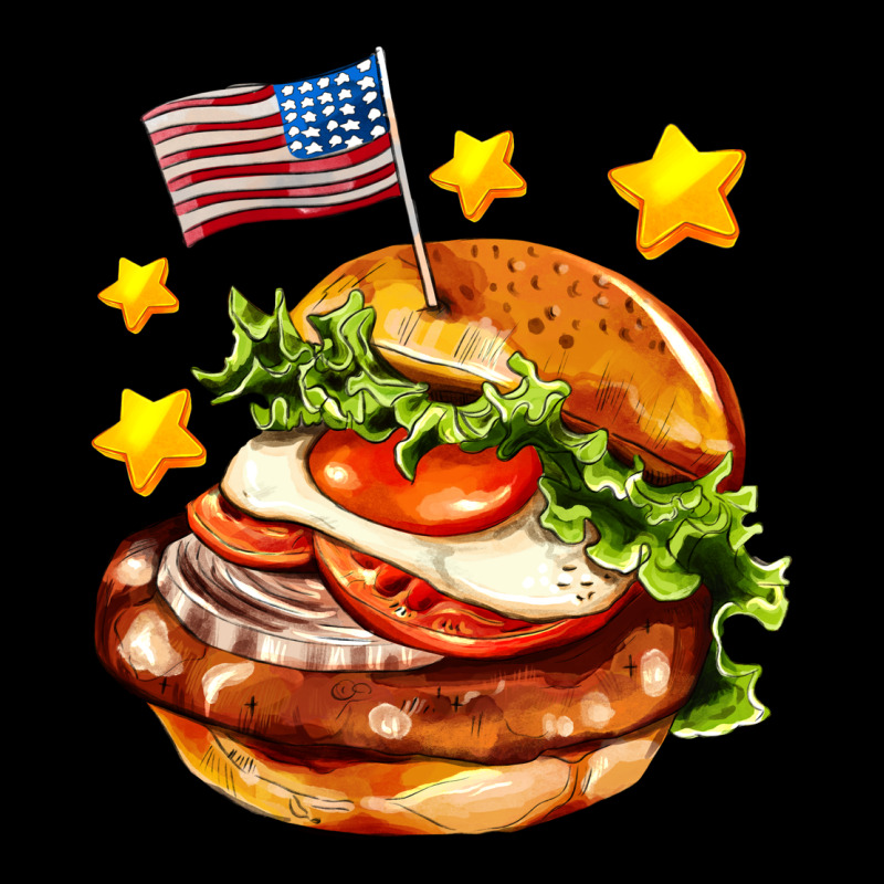 American Flag And Hamburger Ladies Tee by AdoDesignShop | Teevron