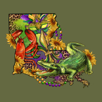 Louisiana Map With Mardi Gras Crocodile Long Sleeve Tee | Teevron