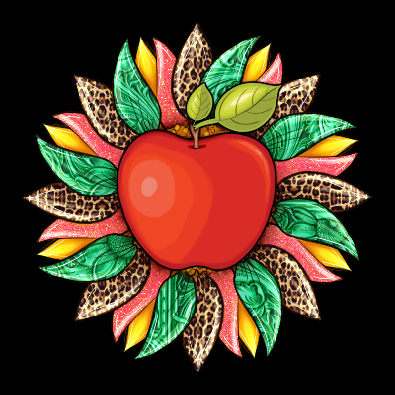 Teacher Apple And Sunflower With Leopard And Tooled Leather Ladies Tee by Artiststas | Teevron