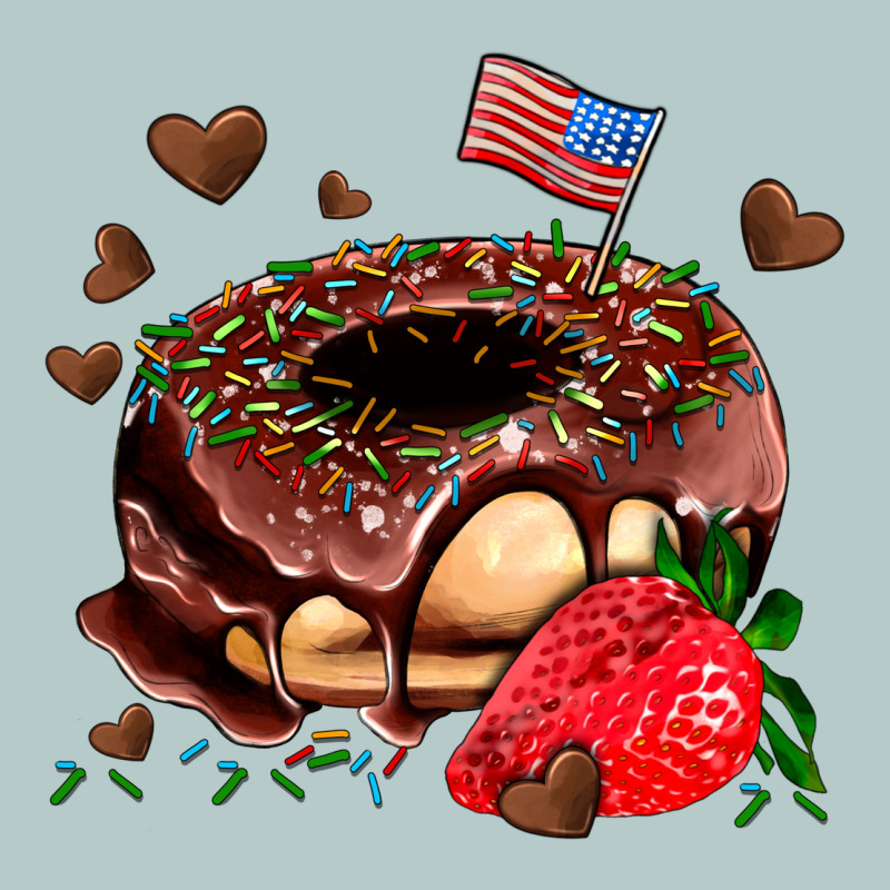 Donut Strawberry And Usa Flag Heavy Core Tee by AdoDesignShop | Teevron