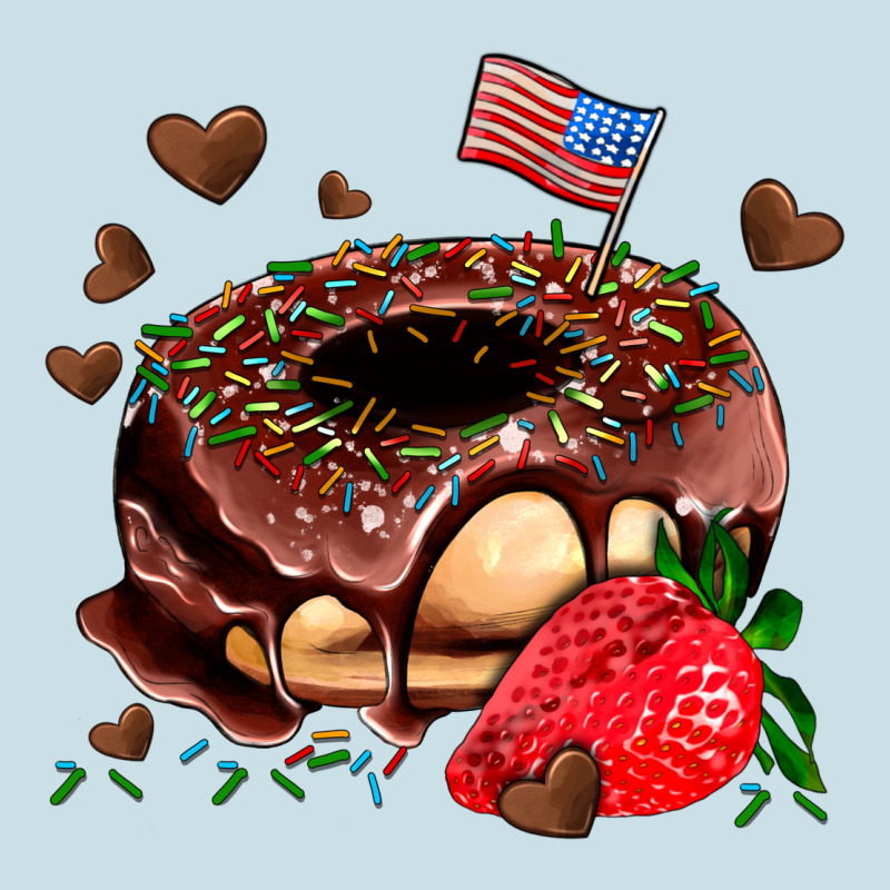 Donut Strawberry And Usa Flag Ladies Tee by AdoDesignShop | Teevron