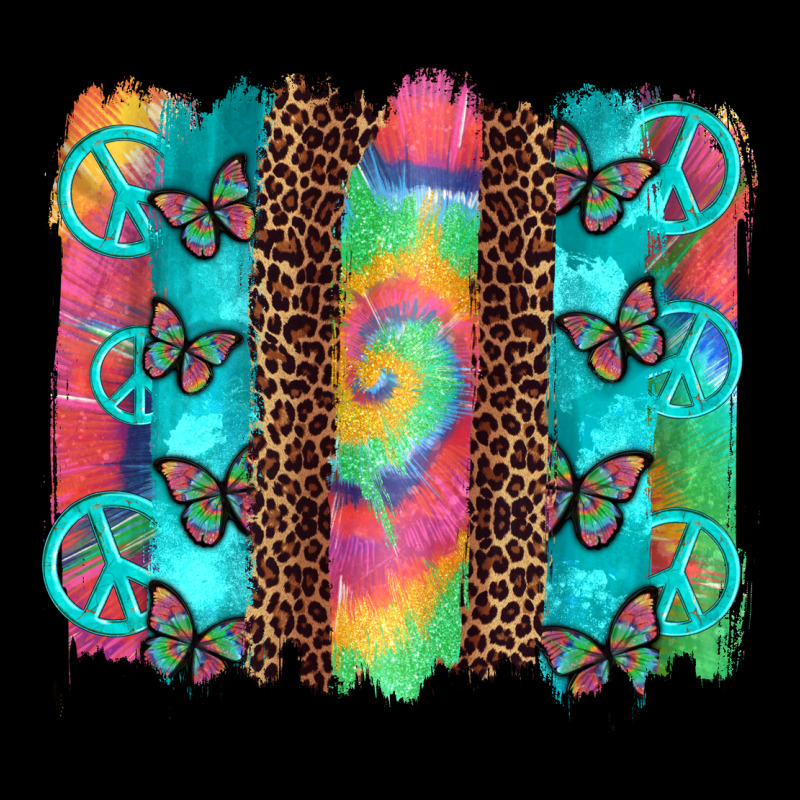 Hippie Peace Sign Butterfly Leopard And Tie Dye Brushstroke Ladies Tee by Artiststas | Teevron